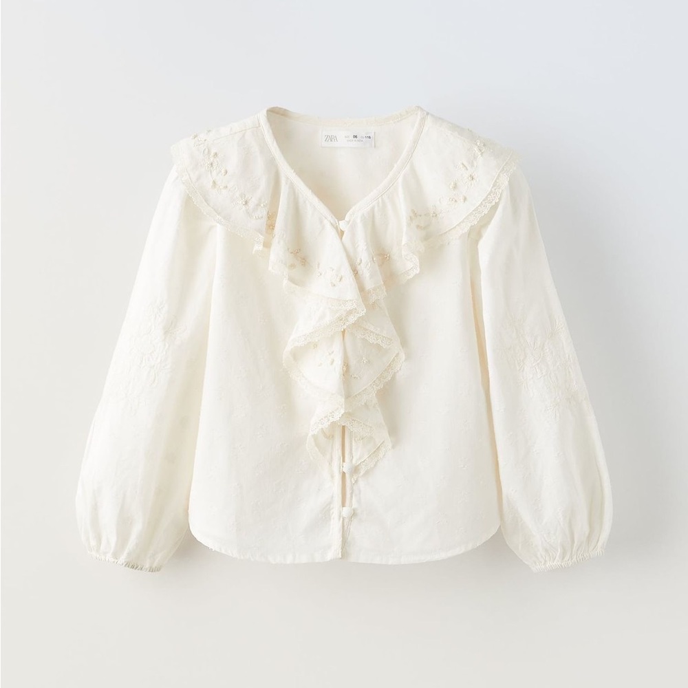 ZARA Embroidered Ruffled Shirt